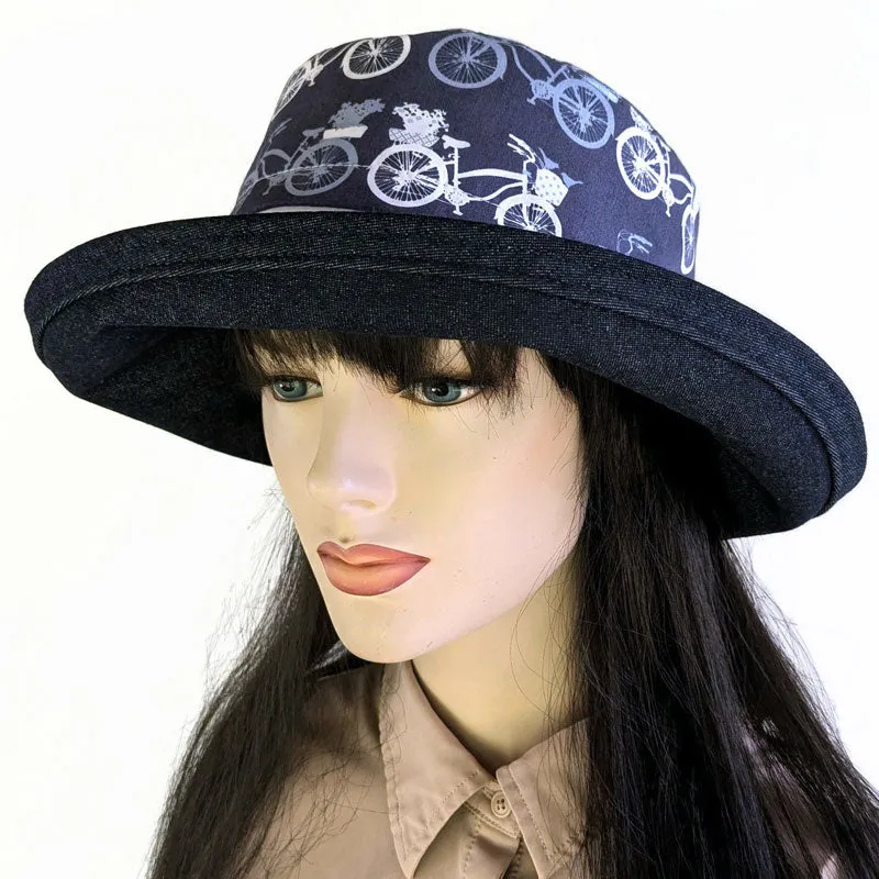 108-a Sunblocker UV summer sun hat featuring beautiful bikes in blues