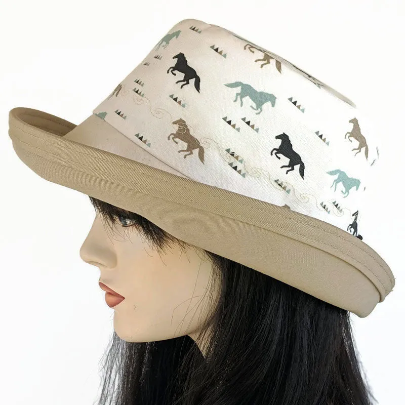 133 Sunblocker UV summer hat sun hat with large wide brim featuring horses