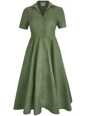 1940s Vintage Melody Shirtwaist Dress in Willow Green