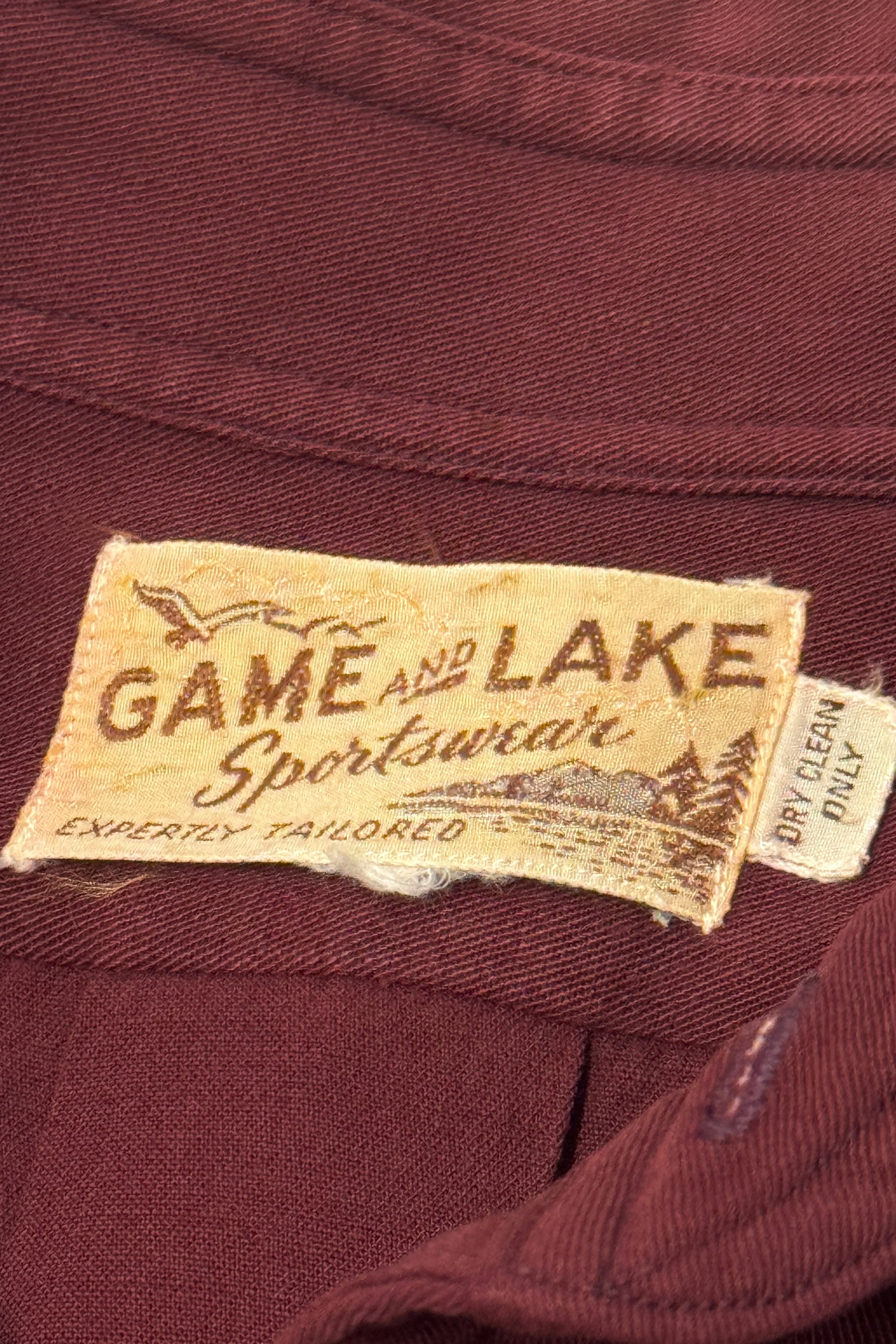 1950’S GAME AND LAKE MADE IN USA GABARDINE WESTERN L/S B.D. SHIRT SMALL