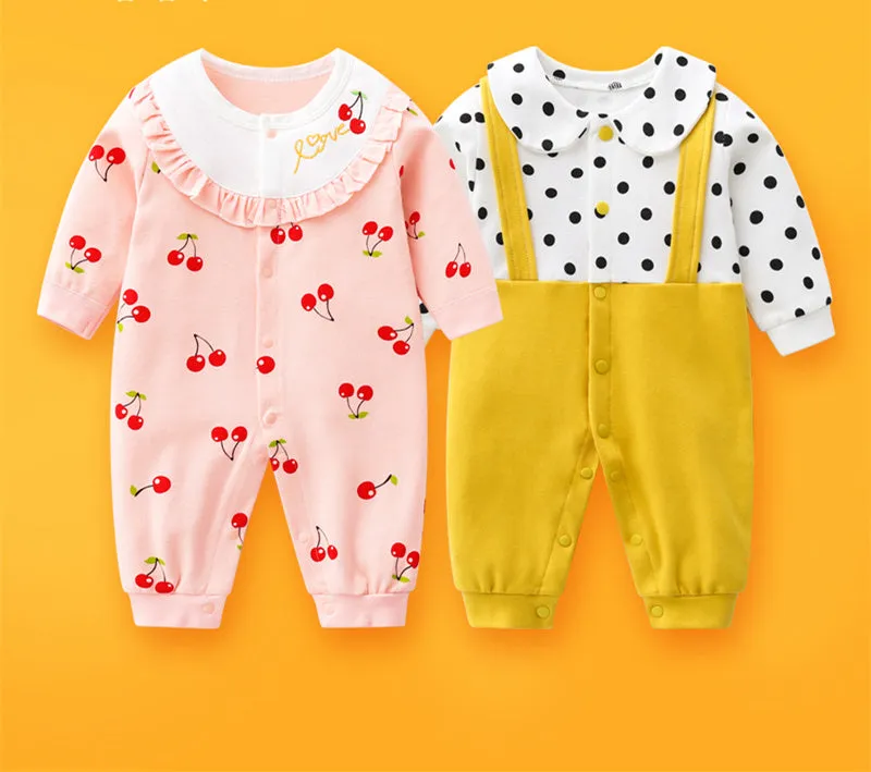 2-piece Newborn Baby Summer Baby Romper Long-sleeved Romper Newborn Baby Jumpsuit