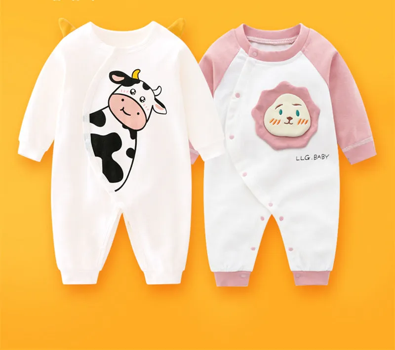 2-piece Newborn Baby Summer Baby Romper Long-sleeved Romper Newborn Baby Jumpsuit