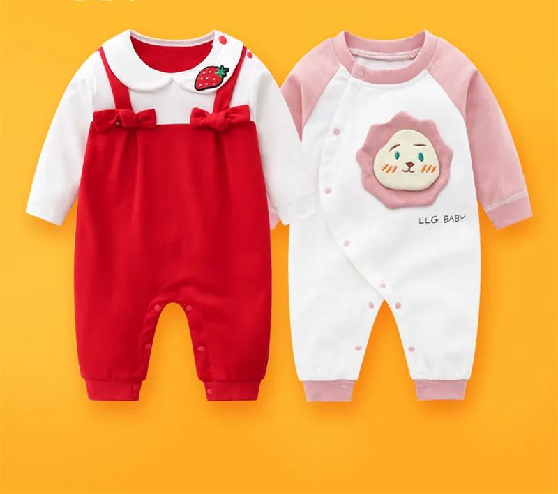 2-piece Newborn Baby Summer Baby Romper Long-sleeved Romper Newborn Baby Jumpsuit