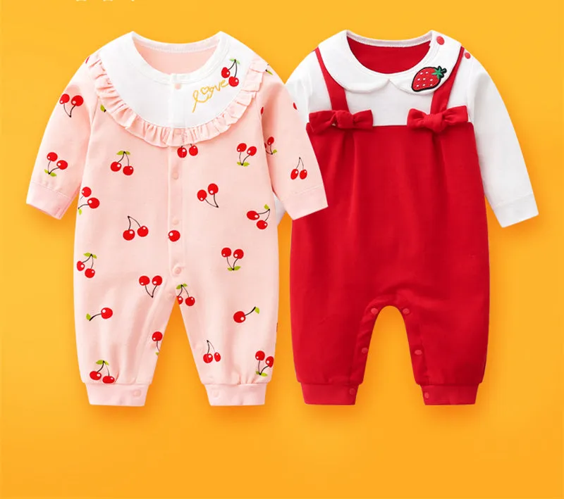 2-piece Newborn Baby Summer Baby Romper Long-sleeved Romper Newborn Baby Jumpsuit