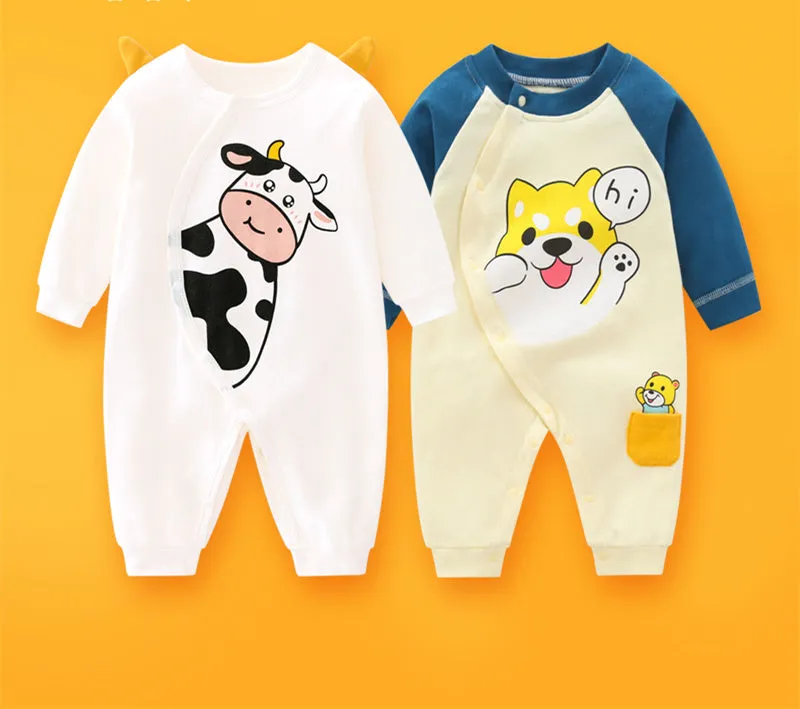 2-piece Newborn Baby Summer Baby Romper Long-sleeved Romper Newborn Baby Jumpsuit