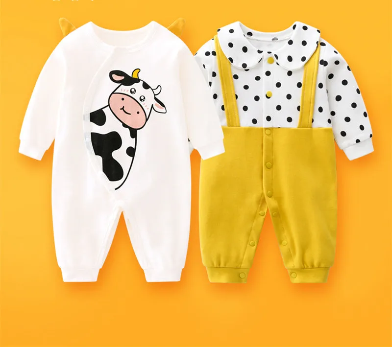 2-piece Newborn Baby Summer Baby Romper Long-sleeved Romper Newborn Baby Jumpsuit