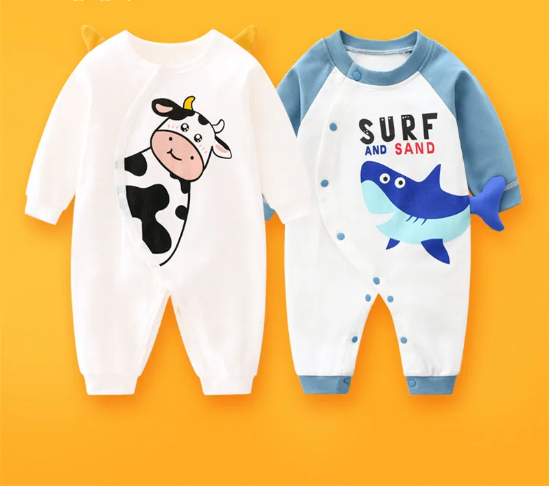 2-piece Newborn Baby Summer Baby Romper Long-sleeved Romper Newborn Baby Jumpsuit