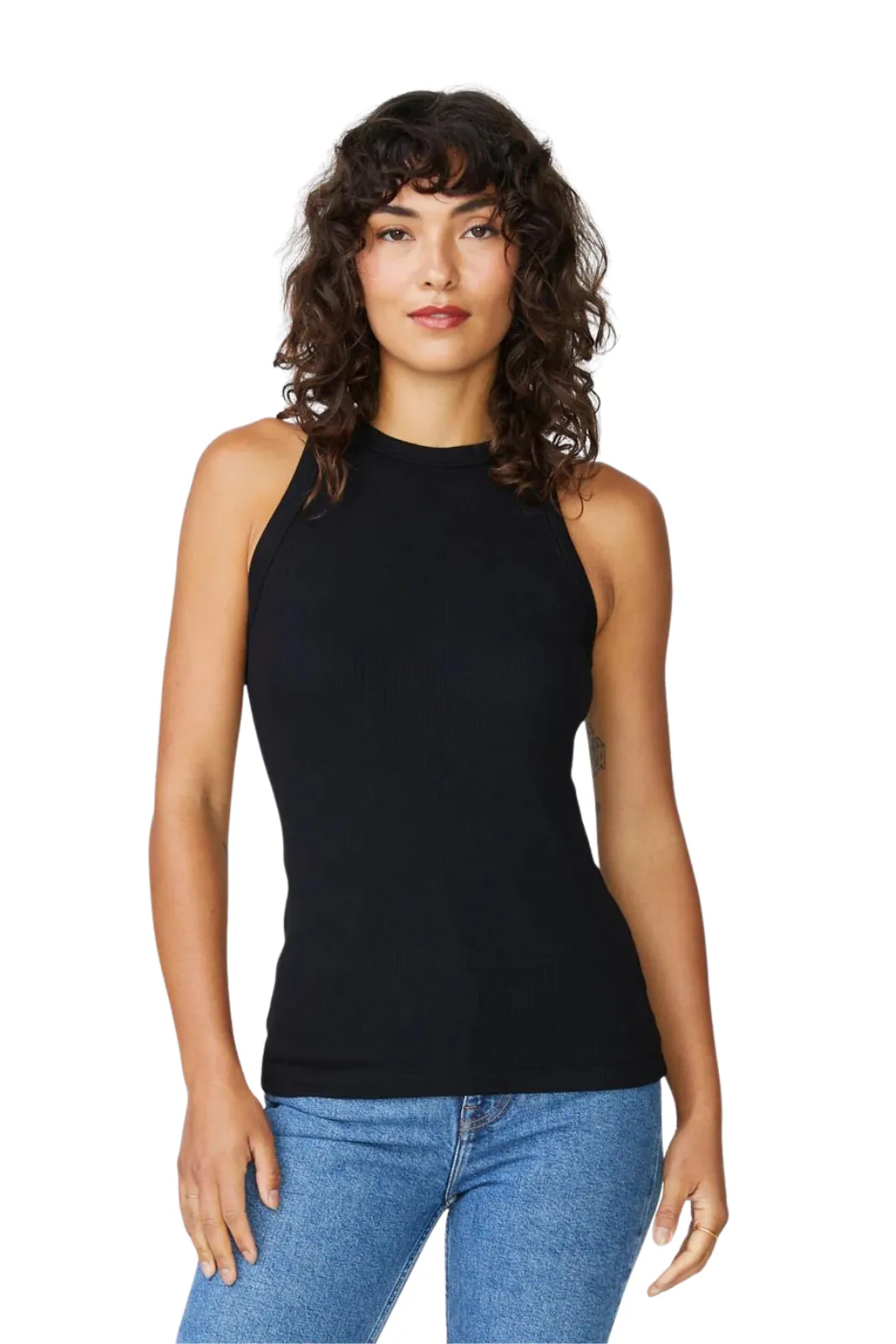 2x1 Rib High-Neck Tank, Black