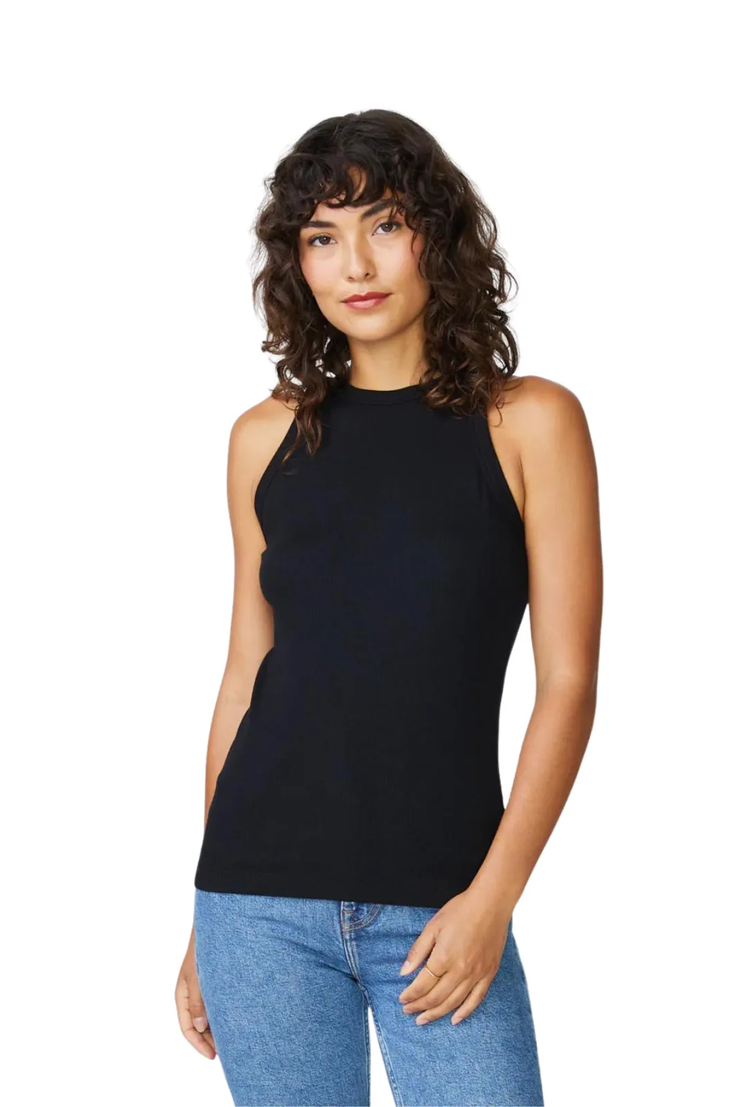 2x1 Rib High-Neck Tank, Black