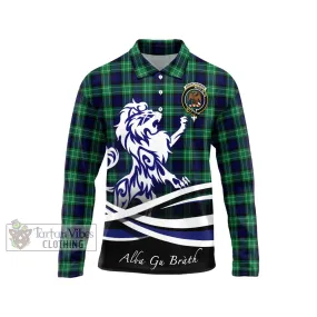 Abercrombie Tartan Long Sleeve Polo Shirt with Alba Gu Brath Regal Lion Emblem