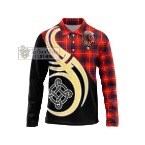 Abernethy Tartan Long Sleeve Polo Shirt with Family Crest and Celtic Symbol Style