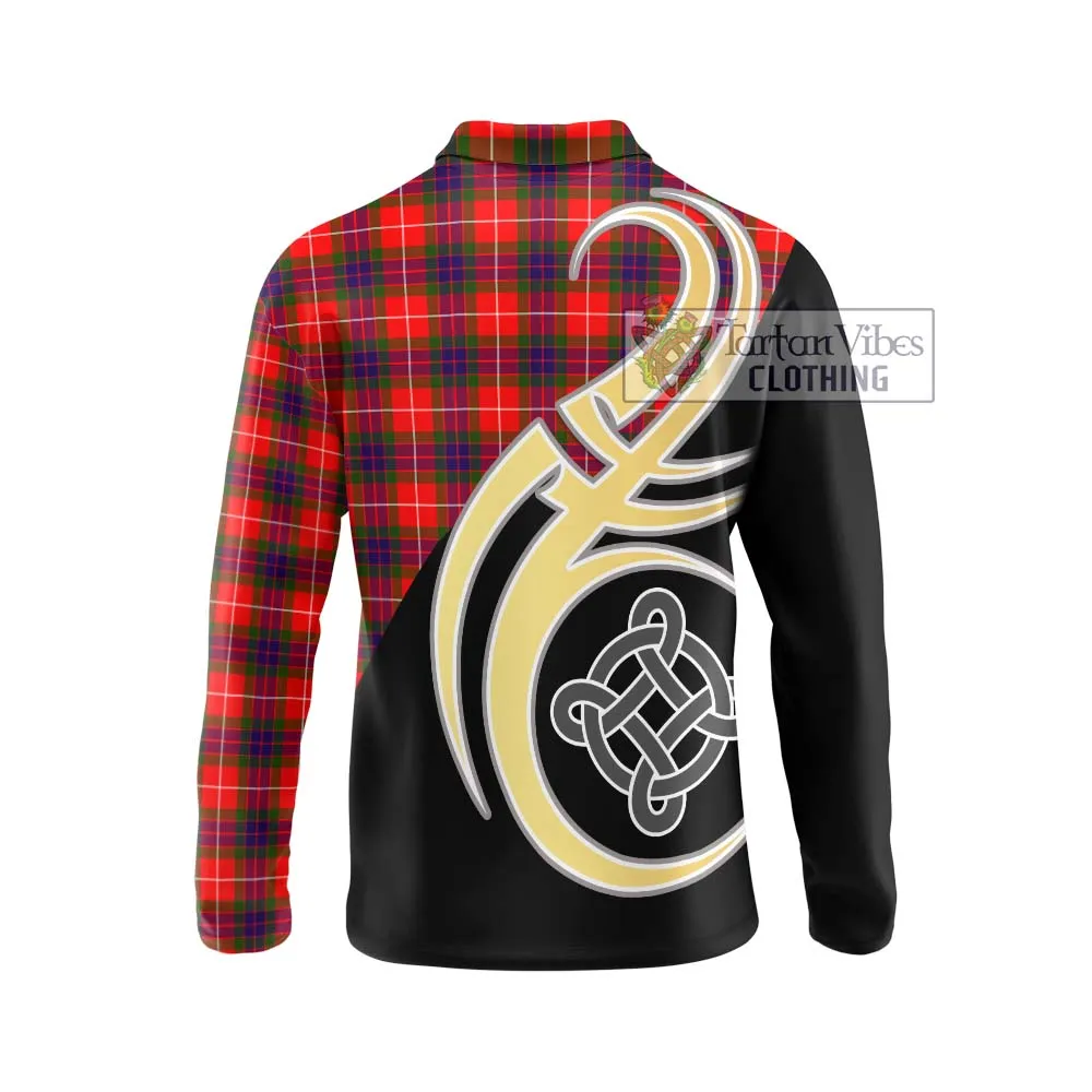 Abernethy Tartan Long Sleeve Polo Shirt with Family Crest and Celtic Symbol Style