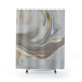 abstract boho shower curtain | Gray Beige Earthy Ombre