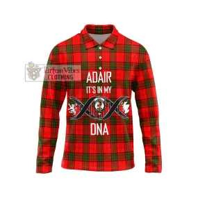 Adair Tartan Long Sleeve Polo Shirt with Family Crest DNA In Me Style