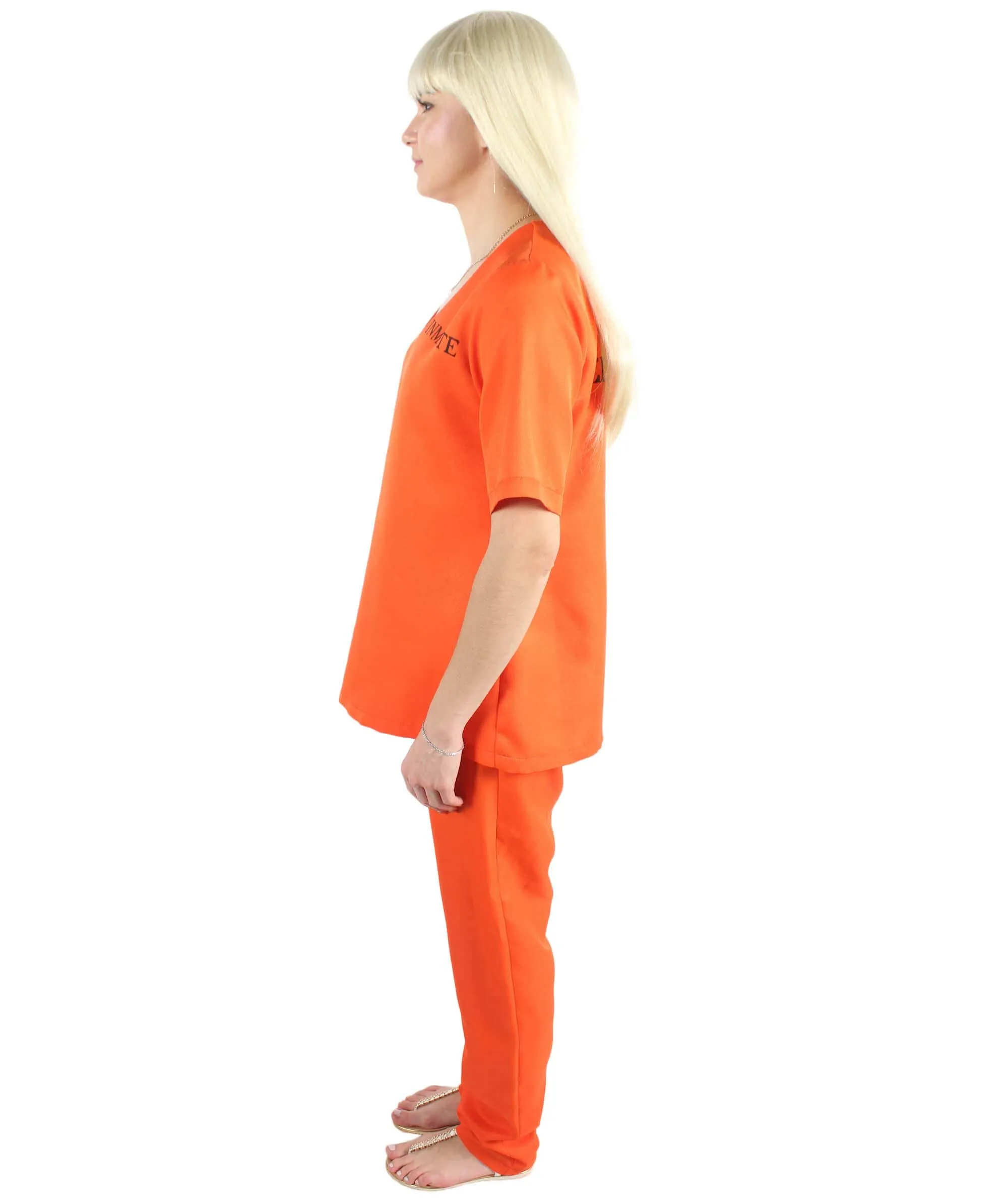 Adult Women’s Orange Convicted Criminal Prisoner Uniform Costume | Multiple Size Options