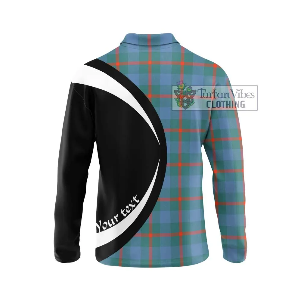 Agnew Ancient Tartan Long Sleeve Polo Shirt with Family Crest Circle Style