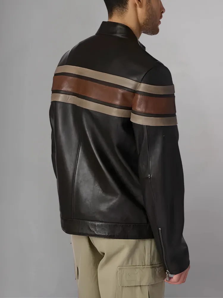 Agostini Distressed Stripped Racer Jacket