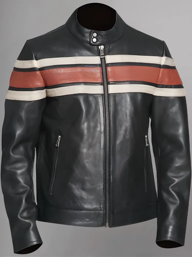 Agostini Distressed Stripped Racer Jacket