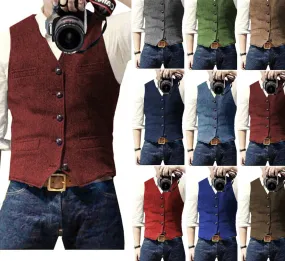 Aidase Men's Casual Suit Vest Steampunk Style Wedding Best Man Waistcoat