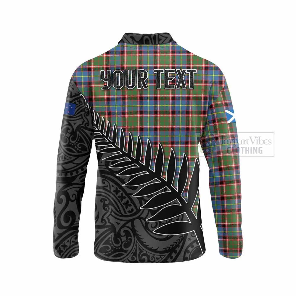 Aikenhead Crest Tartan Long Sleeve Polo Shirt with New Zealand Silver Fern Half Style