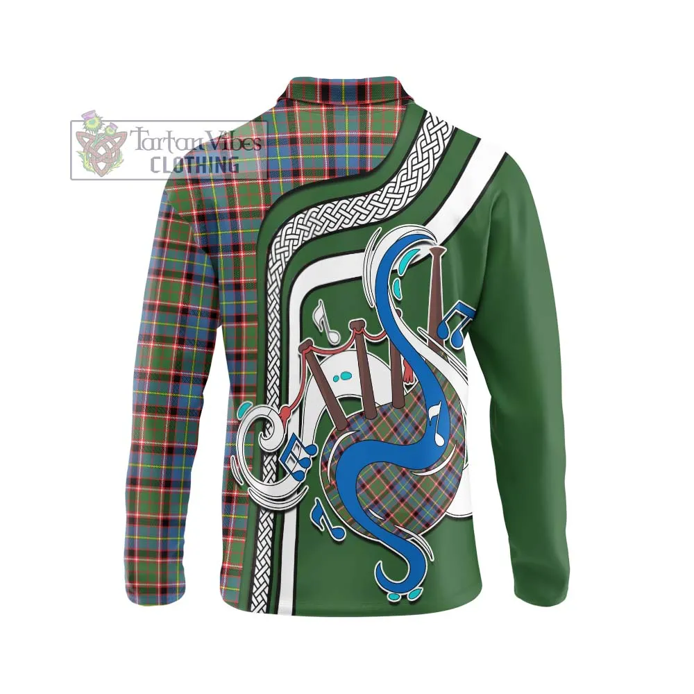 Aikenhead Tartan Long Sleeve Polo Shirt with Epic Bagpipe Style