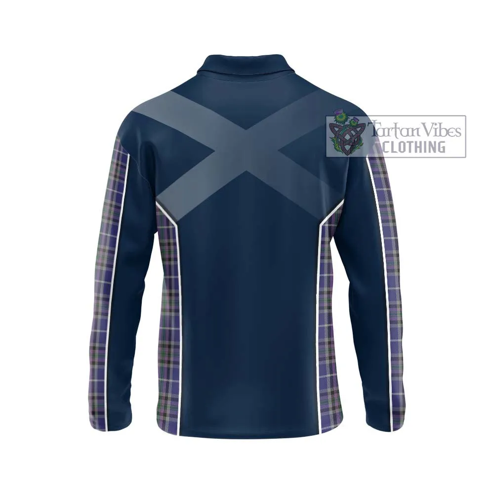 Alexander of Menstry Tartan Long Sleeve Polo Shirt with Family Crest and Lion Rampant Vibes Sport Style