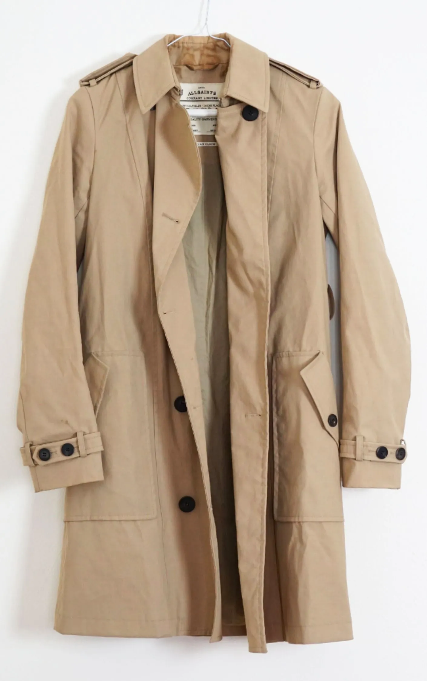 ALL SAINTS Camel Trench Coat