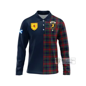 Allison Red Tartan Long Sleeve Polo Shirt Alba with Scottish Lion Royal Arm Half Style