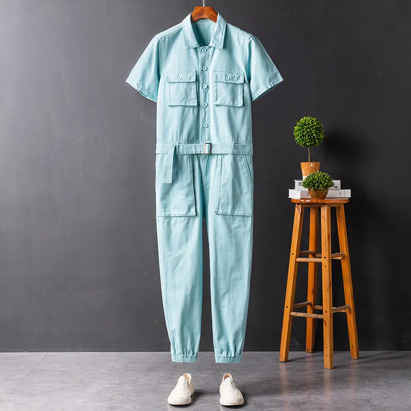 American Vintage Jumpsuits Short Sleeve Casual Stylish Rompers Coverall