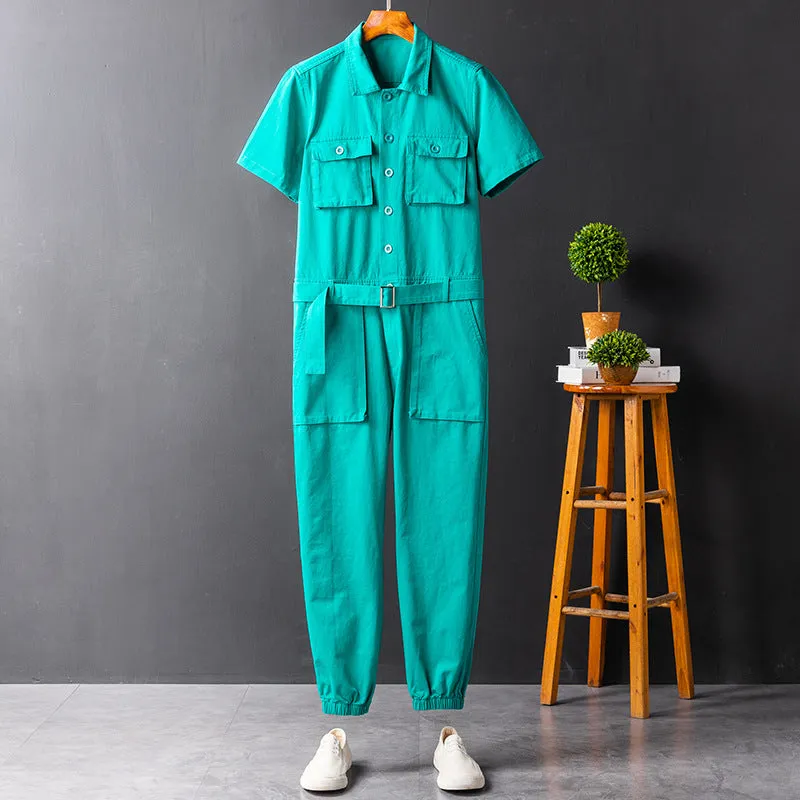 American Vintage Jumpsuits Short Sleeve Casual Stylish Rompers Coverall