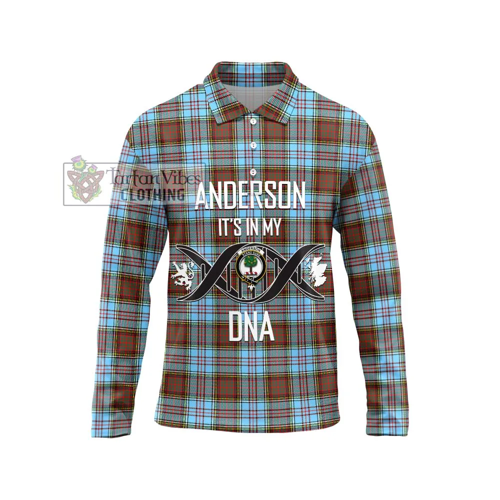 Anderson Ancient Tartan Long Sleeve Polo Shirt with Family Crest DNA In Me Style