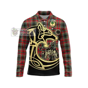 Anderson of Arbrake Tartan Long Sleeve Polo Shirt with Family Crest Celtic Wolf Style