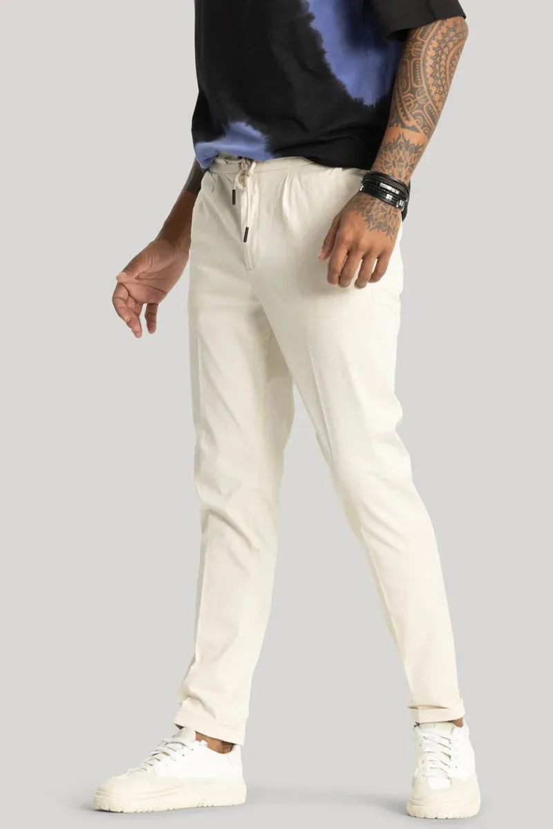 Angelo Cream Plain Slim Fit Chinos