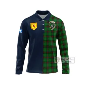 Anstruther Tartan Long Sleeve Polo Shirt Alba with Scottish Lion Royal Arm Half Style