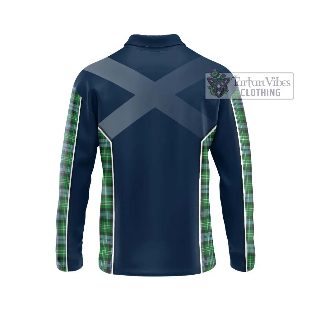 Arbuthnot Ancient Tartan Long Sleeve Polo Shirt with Family Crest and Lion Rampant Vibes Sport Style