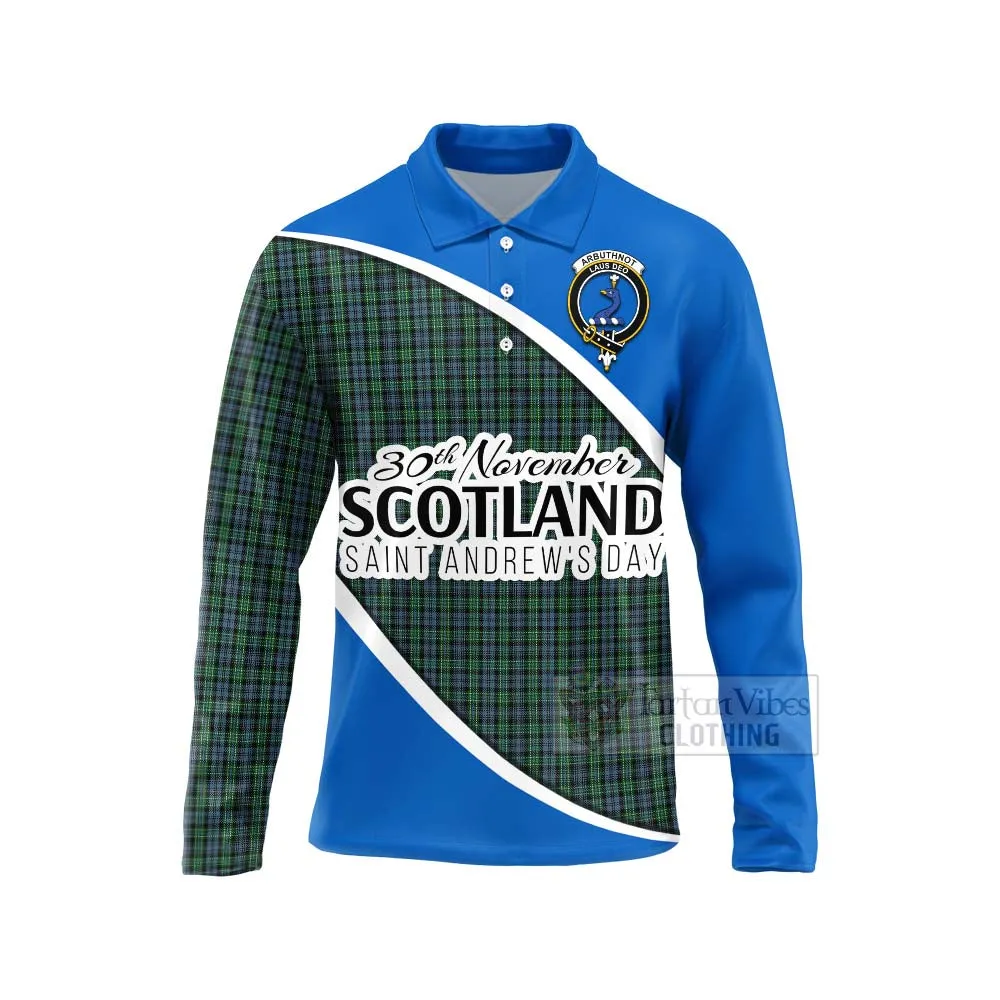 Arbuthnot Family Crest Tartan Long Sleeve Polo Shirt Celebrate Saint Andrew's Day in Style