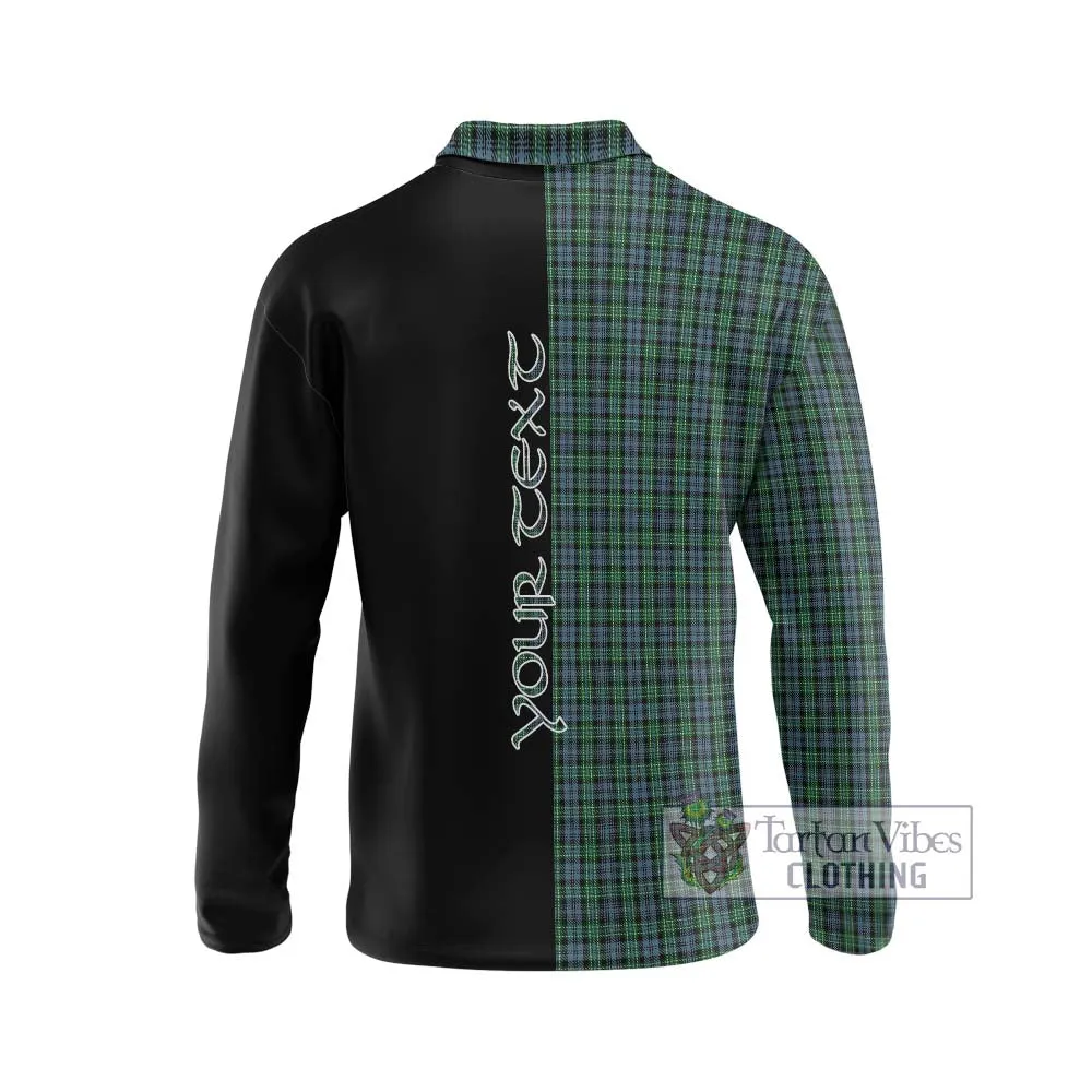 Arbuthnot Tartan Long Sleeve Polo Shirt with Family Crest and Half Of Me Style