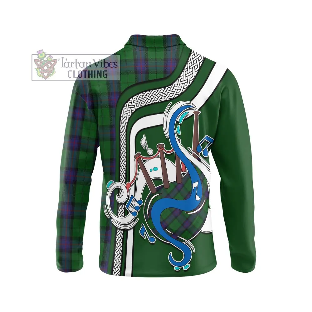 Armstrong Tartan Long Sleeve Polo Shirt with Epic Bagpipe Style