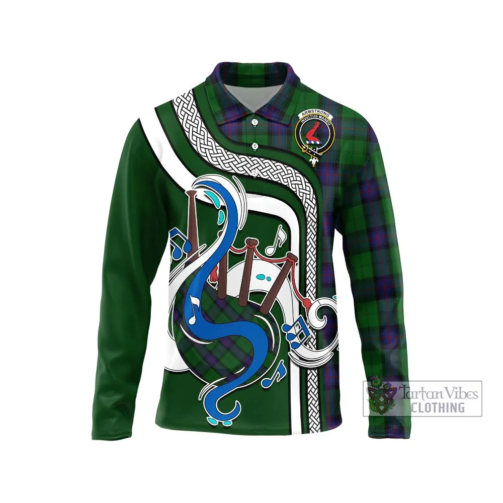 Armstrong Tartan Long Sleeve Polo Shirt with Epic Bagpipe Style