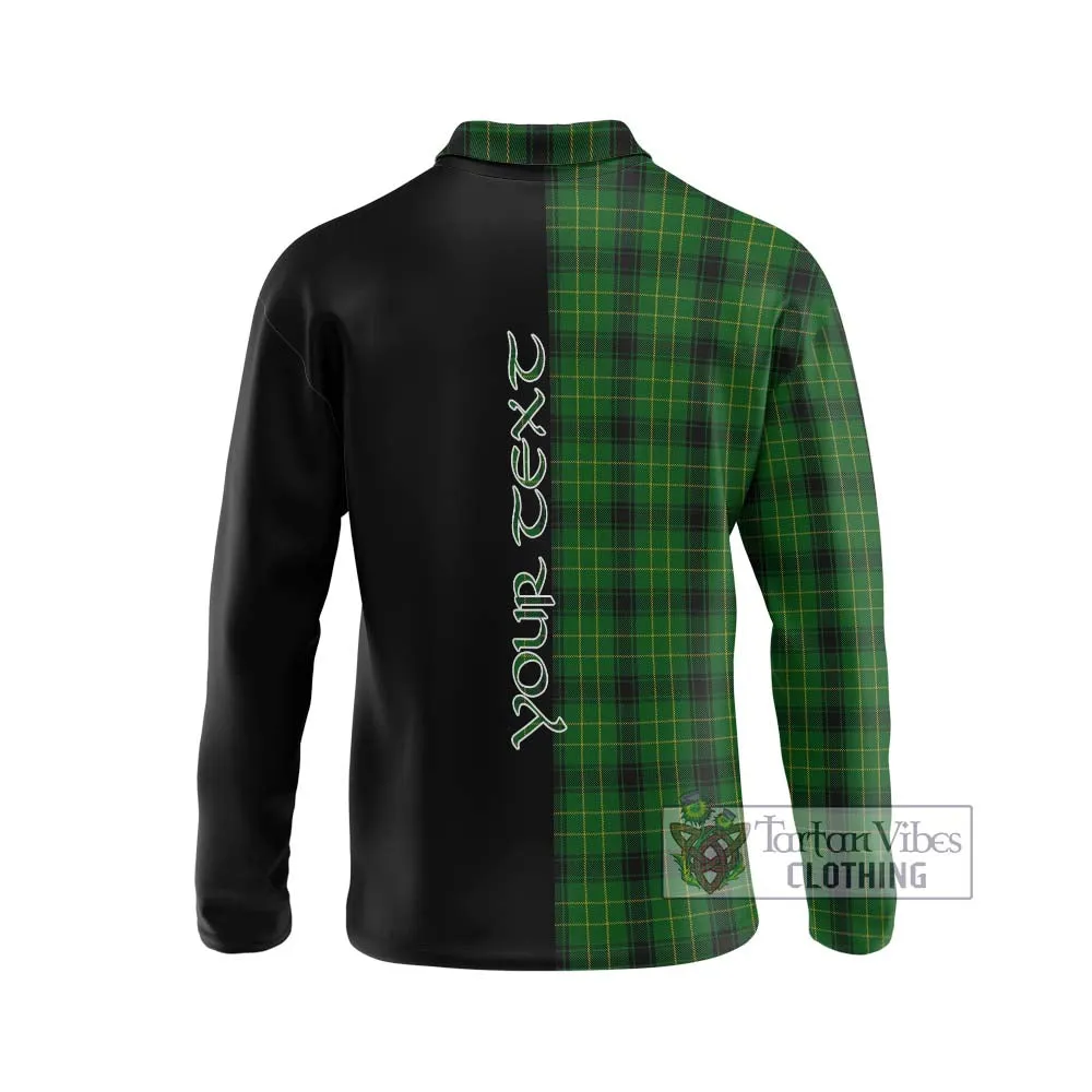 Arthur Highland Tartan Long Sleeve Polo Shirt with Family Crest and Half Of Me Style