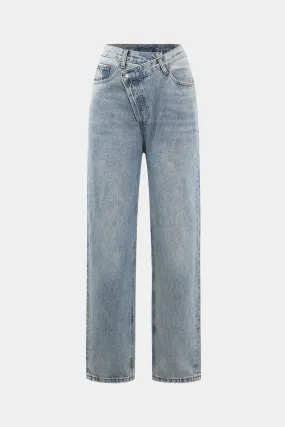 Asymmetric Waist Straight Leg Jeans