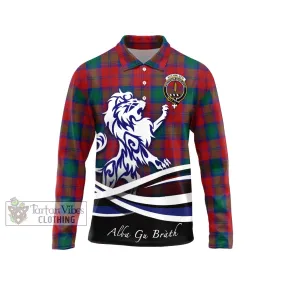 Auchinleck (Affleck) Tartan Long Sleeve Polo Shirt with Alba Gu Brath Regal Lion Emblem