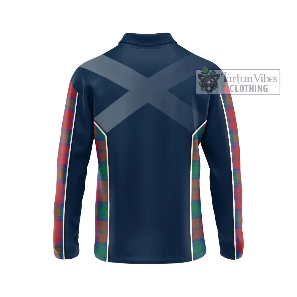 Auchinleck (Affleck) Tartan Long Sleeve Polo Shirt with Family Crest and Lion Rampant Vibes Sport Style