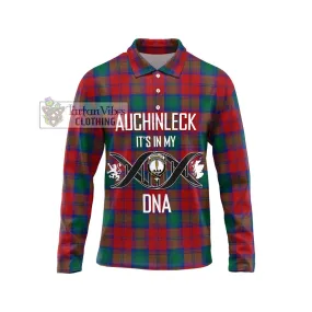 Auchinleck (Affleck) Tartan Long Sleeve Polo Shirt with Family Crest DNA In Me Style