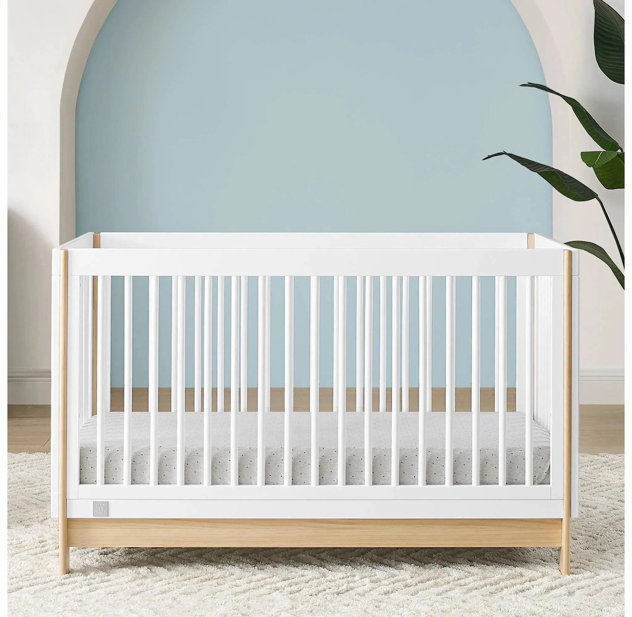 BabyGap by Delta Children Tate 4-in-1 Convertible Crib - Greenguard Gold Certified - Bianca White/Natural