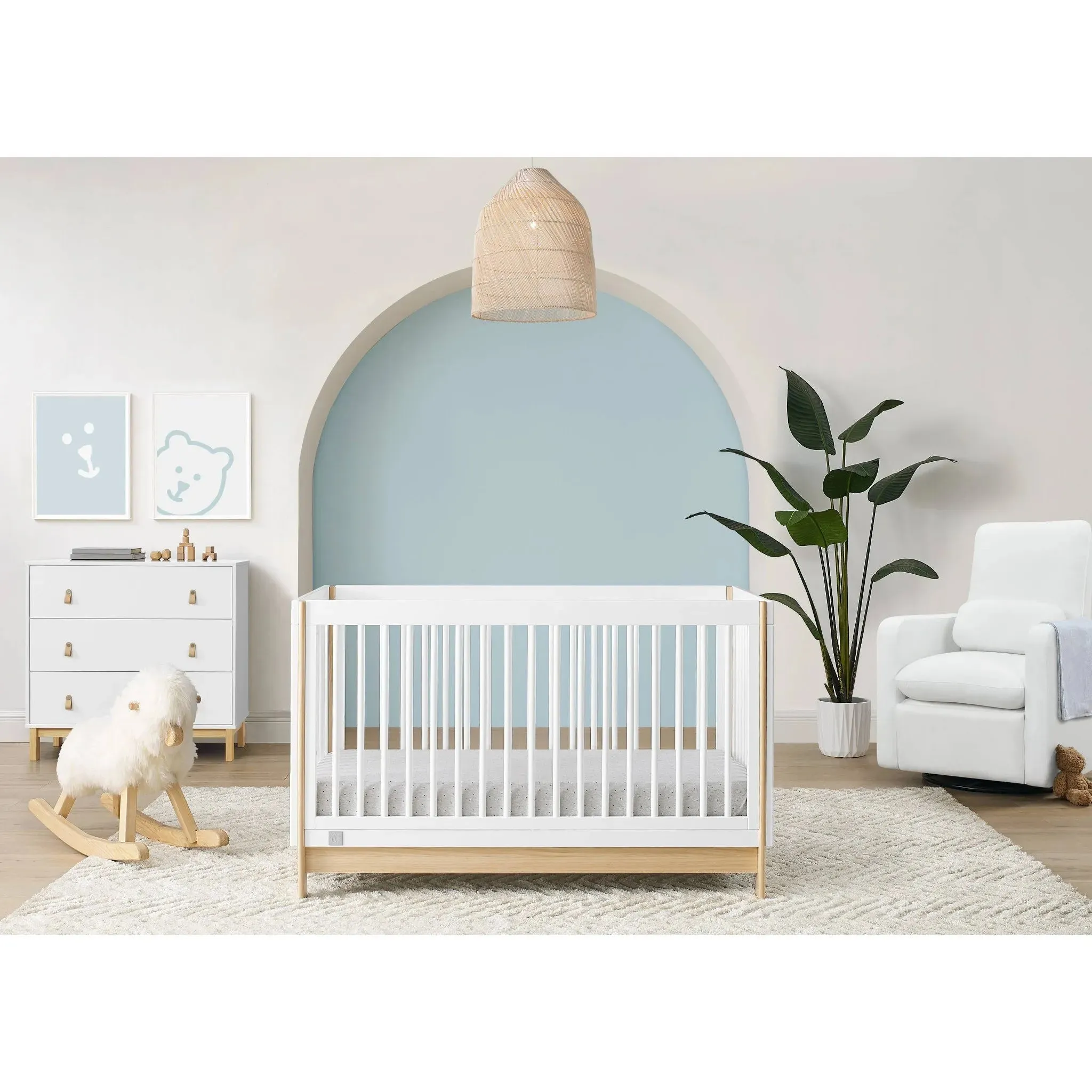 BabyGap by Delta Children Tate 4-in-1 Convertible Crib - Greenguard Gold Certified - Bianca White/Natural