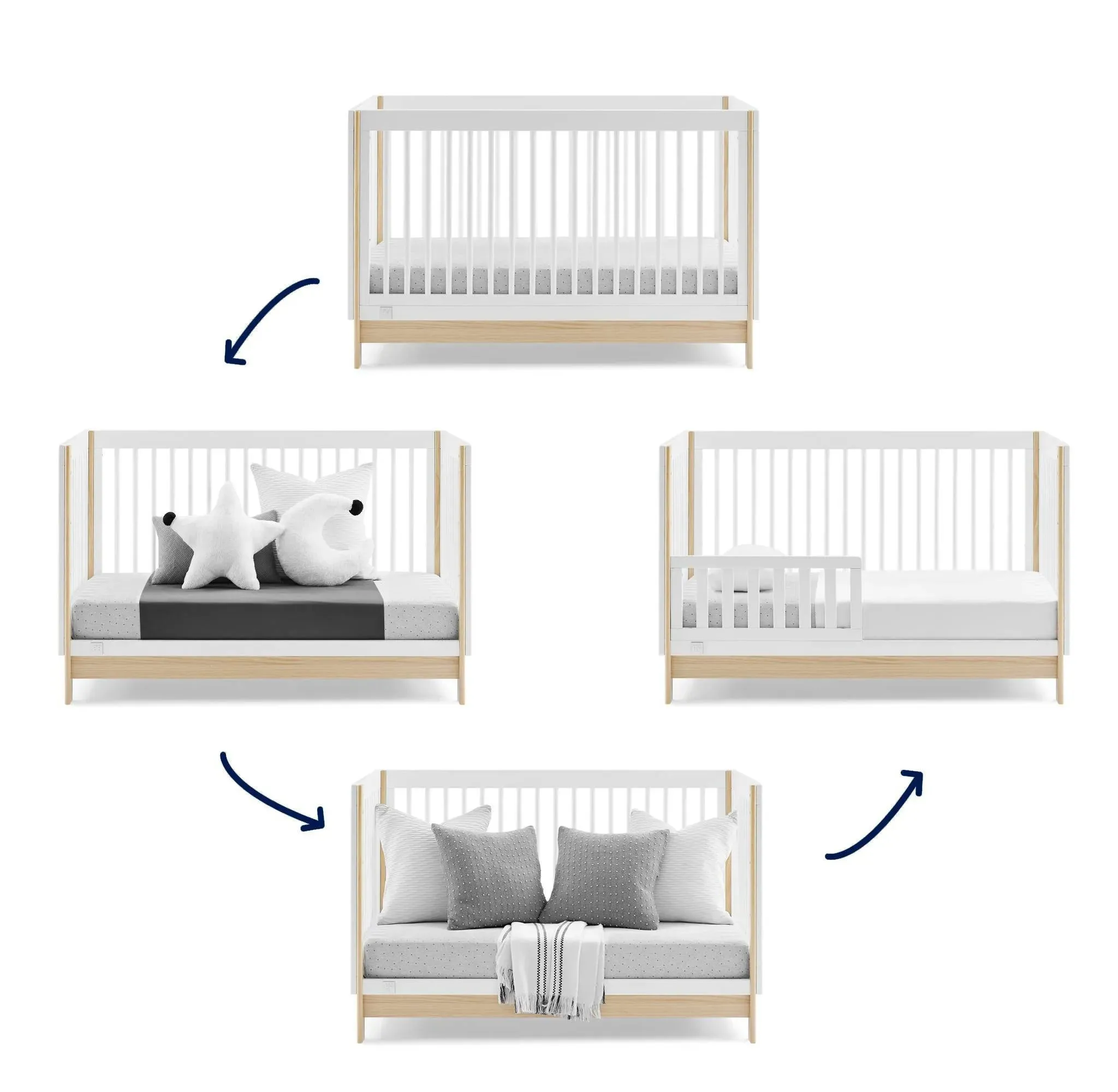 BabyGap by Delta Children Tate 4-in-1 Convertible Crib - Greenguard Gold Certified - Bianca White/Natural