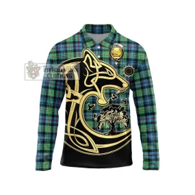 Bailey Ancient Tartan Long Sleeve Polo Shirt with Family Crest Celtic Wolf Style