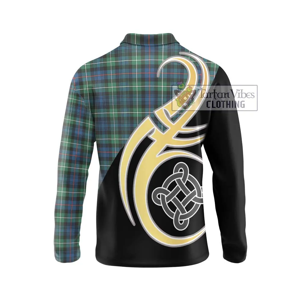 Baillie Ancient Tartan Long Sleeve Polo Shirt with Family Crest and Celtic Symbol Style