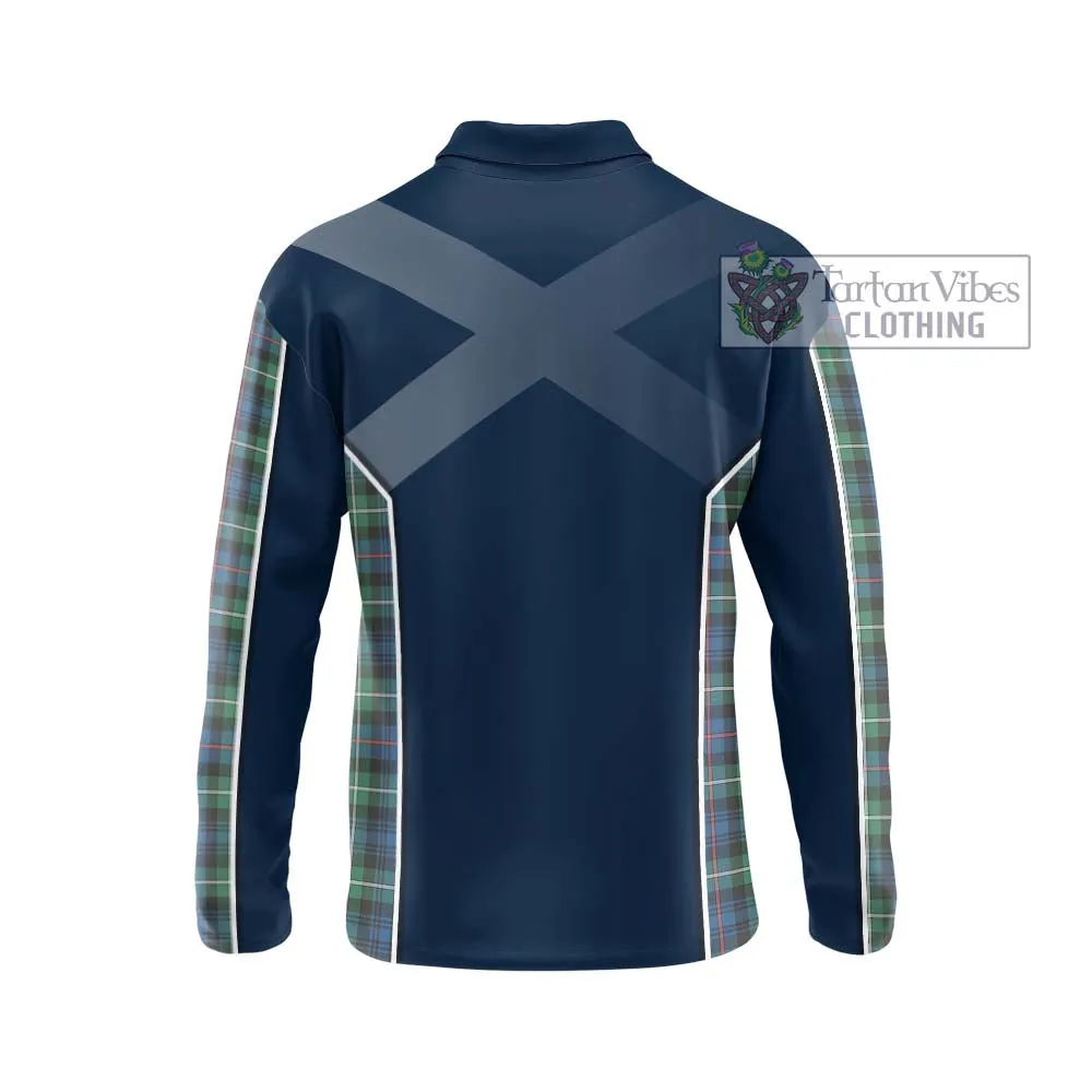 Baillie Ancient Tartan Long Sleeve Polo Shirt with Family Crest and Lion Rampant Vibes Sport Style